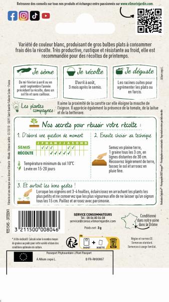 Potagères - Oignon Blanc Hâtif de Paris - MEDIA_PACKAGING_VERSO